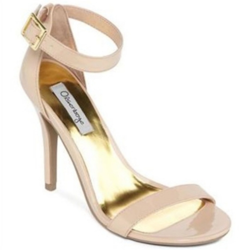 Olsenboye | Nude Beige & Gold Strappy Stilettos 9